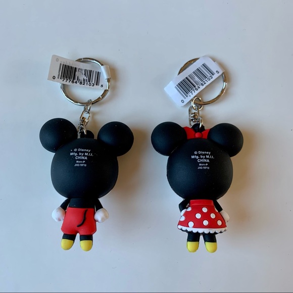 NWT New Disney 3” Backpack Buddies Keychain Figures Lot 2 Mickey Mouse Minnie - Picture 2 of 2